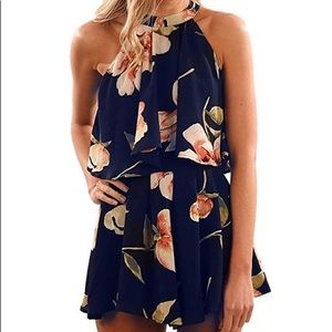 Navy blue floral romper! NWT never worn